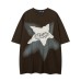 Star patch embroidered print short t men's and women's couple half sleeved top