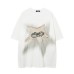 Star patch embroidered print short t men's and women's couple half sleeved top