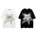 Star patch embroidered print short t men's and women's couple half sleeved top