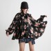 Retro Hong Kong style personalized loose printed shirt women's long-sleeved shirt