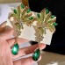 Green water droplets, high-end earrings, leaves, flower bouquets, and earrings for women