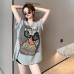 Casual loose printed mid-length ins super popular inner top