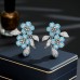Micro-encrusted zirconium flower studs, exaggerated and heavy-duty earrings