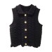 Sleeveless crop top + A-line skirt ear-hemmed single-breasted suit