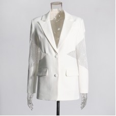 Niche design lace stitching solid color suit jacket for women
