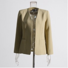 Fashionable temperament, simple style design, unbuttoned casual solid color suit jacket cardigan for women