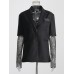 Stitched black mid-length silhouette blazer fashionable temperament jacket for women