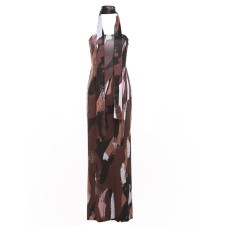 Fashionable and Sexy Wrapped Chest One line Neck Slim Fit Open Backpack Hip Dress for Women