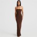 Fashionable and Sexy Wrapped Chest One line Neck Slim Fit Open Backpack Hip Dress for Women