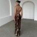 Fashionable and Sexy Wrapped Chest One line Neck Slim Fit Open Backpack Hip Dress for Women