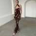 Fashionable and Sexy Wrapped Chest One line Neck Slim Fit Open Backpack Hip Dress for Women