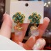 Medieval style high-end oil dripping rose gradient earrings literary retro versatile design earrings