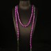 Hand-beaded green glass elegant long purple stone necklace