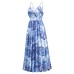Bohemian printed long skirt with V-neck strap dress