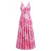Bohemian printed long skirt with V-neck strap dress