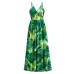 Bohemian printed long skirt with V-neck strap dress