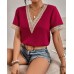 Lace lace short sleeved chiffon top for women's clothing