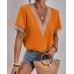 Lace lace short sleeved chiffon top for women's clothing