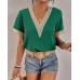 Lace lace short sleeved chiffon top for women's clothing