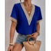 Lace lace short sleeved chiffon top for women's clothing