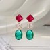 Geometric Ice Cracked Colored Zircon Silver Needle Earrings