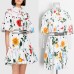 Standing collar short sleeved high waisted slimming waistband dress