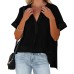 New short sleeved thin V-neck pullover shirt loose fitting shirt for women