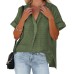 New short sleeved thin V-neck pullover shirt loose fitting shirt for women