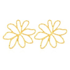 Hollow Matte Gold Big Flower Earrings Creative Alloy Flower Earrings and Earrings for Women