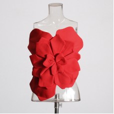 Fashionable Hot Girl Style Tube Top Three-dimensional Flower Slimming Short Top Fashionable Hot Girl Style Tube Top Three-dimensional Flower Slimming Short Top