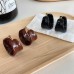 New autumn and winter chocolate color enamel glaze irregular hoop earrings French retro high-end C hoop earrings