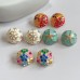 Hong Kong style retro palace four seasons style round enamel personalized earrings