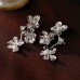 High-end metallic sequins flower pearls European and American fashion exaggerated niche earrings for women