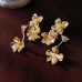 High-end metallic sequins flower pearls European and American fashion exaggerated niche earrings for women