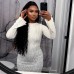 Round necked long sleeved skirt with lace crumple and slim fit in one step skirt