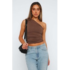 Diagonal Shoulder Sleeveless Sexy T-shirt Design Sense Slim Fit Top
