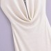 Pleated Decorative Hanging Neck and Waist Wrapped Sexy Dress