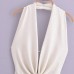 Pleated Decorative Hanging Neck and Waist Wrapped Sexy Dress