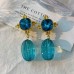 Middle aged style earrings, blue crystal pendant earrings, women's artistic retro earrings