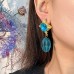 Middle aged style earrings, blue crystal pendant earrings, women's artistic retro earrings