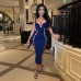 Bandage skirt manufacturer pit fabric hollow low-cut European and American dress