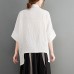 Fashionable vertical pattern tied craft short sleeved shirt for women
