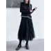 High Elastic Waist Black Irregular Mesh Pleated A-line Half-body Skirt Women Fashion Tide New Spring Autumn 