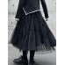 High Elastic Waist Black Irregular Mesh Pleated A-line Half-body Skirt Women Fashion Tide New Spring Autumn 