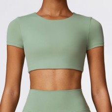 European and American short-sleeved casual sports short-sleeved brushed fitness wear tops
