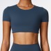 European and American short-sleeved casual sports short-sleeved brushed fitness wear tops