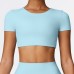 European and American short-sleeved casual sports short-sleeved brushed fitness wear tops
