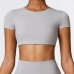 European and American short-sleeved casual sports short-sleeved brushed fitness wear tops