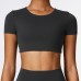 European and American short-sleeved casual sports short-sleeved brushed fitness wear tops