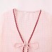 Sweet and fresh V-neck long sleeved love pocket pink shirt for women